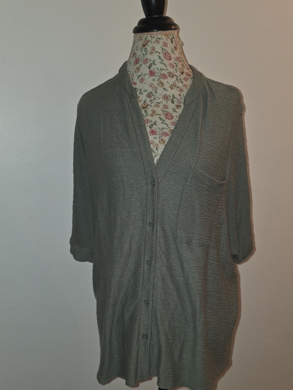 Soma Olive Green Button-Front Blouse
